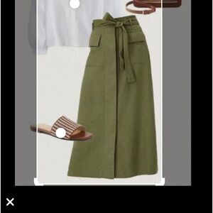 Loft olive green midi skirt